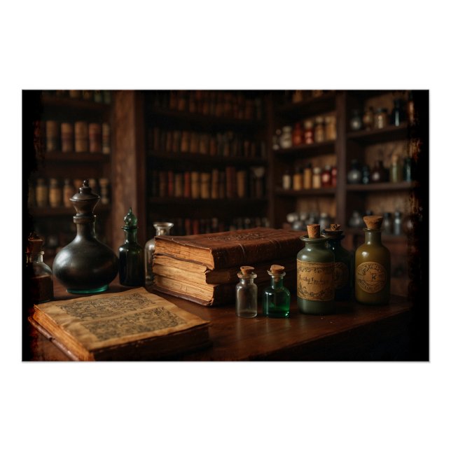 Poster Table apothecaire Scène médiévale (Devant)