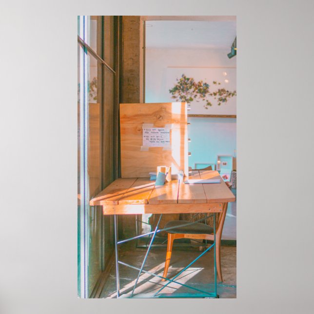 Poster TABLE Brown EN BOIS AVEC IMPRIMANTE BLANCHE (Devant)