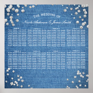 Poster Table chic en verre Denim & Diamonds