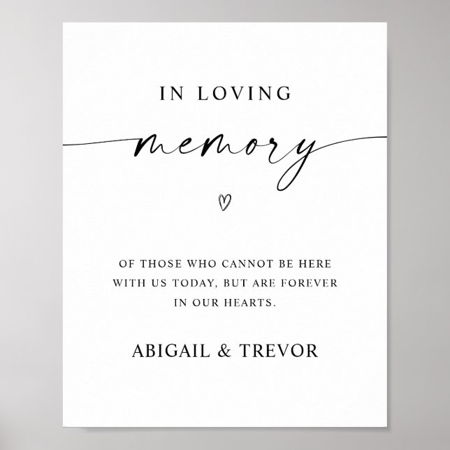 Poster Table commémorative du Mariage en mémoire d'amour (Devant)
