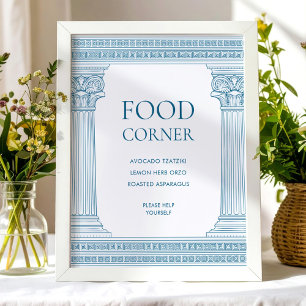 Poster Table d'angle alimentaire Connexion en bleu