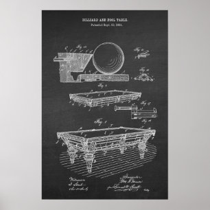 Poster Table de billard Brevet Art #5 Billiard Salle Post