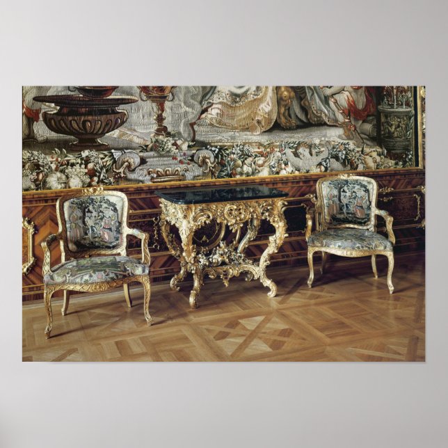 Poster Table de console et deux fauteuils, 1745 (Devant)