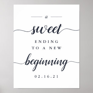 Poster Table de dessert du Mariage de calligraphie marine