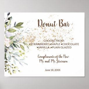 Poster Table de mariage de bar de beignets Signe Herbal