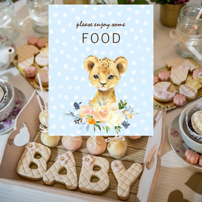 Poster Table de nourriture Baby shower Lion Cub Floral Bl (Créateur téléchargé)
