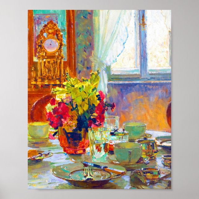 Poster Table de petit déjeuner par Carl Moll (Devant)