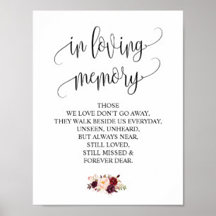 Poster Table de souvenir de mariage en souvenir affectueu