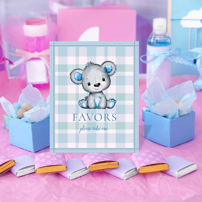 Poster Table des Favors pour une Baby Shower Ourson Gris  (Créateur téléchargé)
