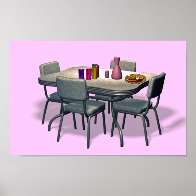 Poster Table et chaises Retro Diner (Devant)