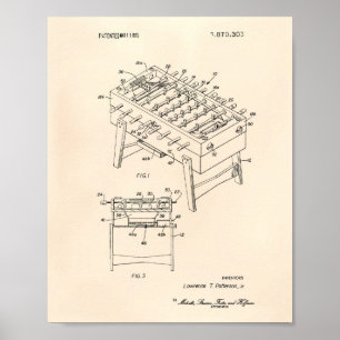 Poster Table Football Jeu 1975 Brevet Art Old Peper