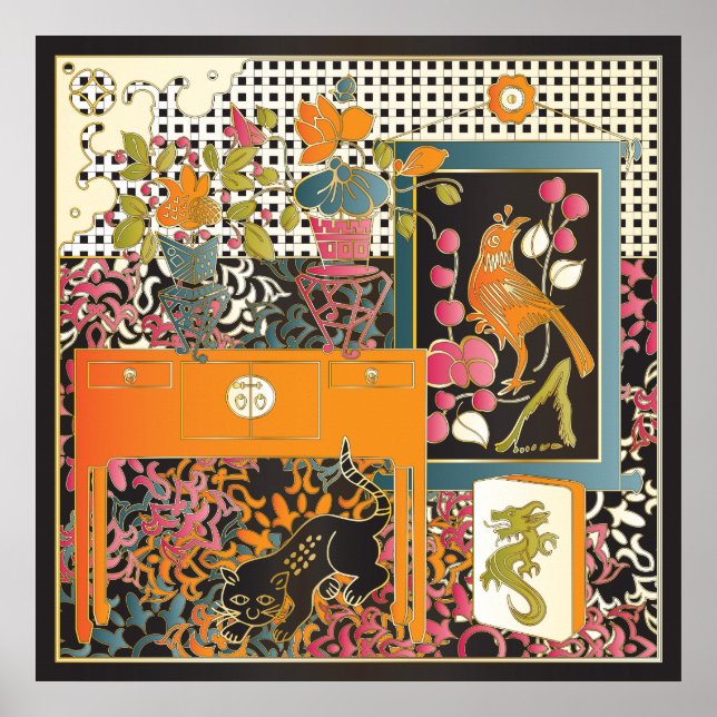Poster Table orange Mah Jongg (Devant)