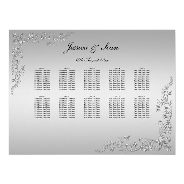 Poster Tableau de sièges décoratifs en argent (Devant)