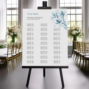 Poster Tableau de sièges Mariage en plan bleu Lily