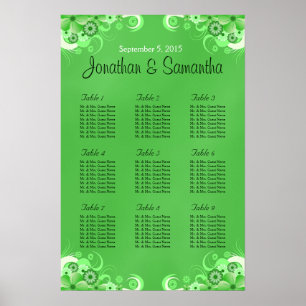 Poster Tableaux de Mariage de table en fleurs vert foncé