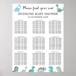 Poster Tableaux de Siège pour Baby Shower avec Petit Dino