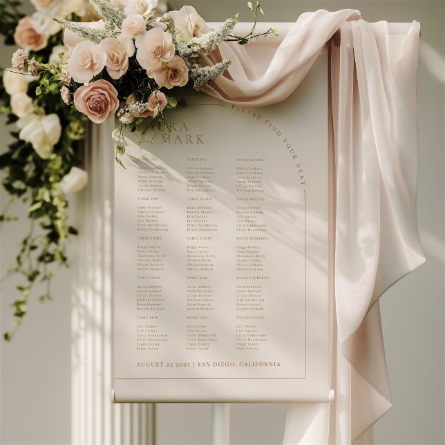 Poster Tableaux de sièges minimalistes modernes pour Mari (Modern Minimalist Arch Wedding Seating Charts)