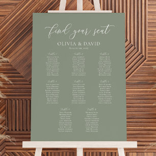 Poster Tables de 8 personnes de couleur vert sauge pour l