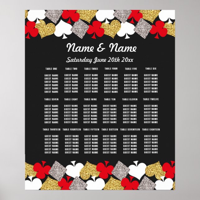 Poster Tables de mariage Vegas Casino 18 tables assises (Devant)