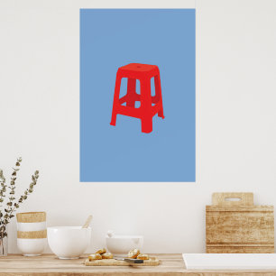 Poster Tabouret en plastique rouge 