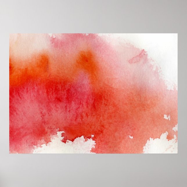 Poster Tache rouge, aquarelle abstraite peinte à la main (Devant)