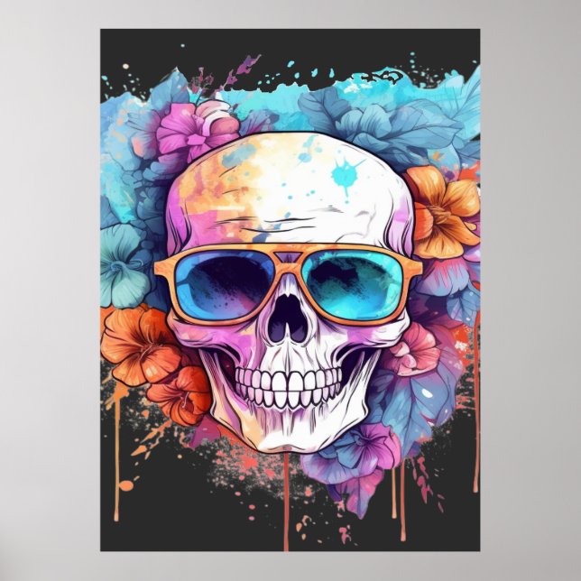 Poster Taches crâniennes florales (Devant)