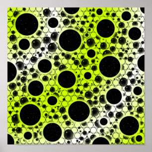 Poster Taches de bulle spatiale - Blanc/Jaune citron