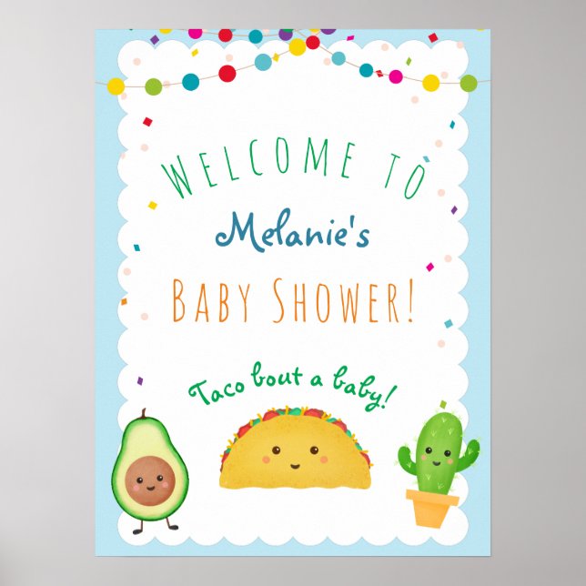 Poster Taco à propos d'un bébé ! Baby shower d'accueil à  (Devant)