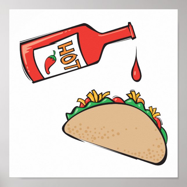 Poster taco avec sauce chaude (Devant)