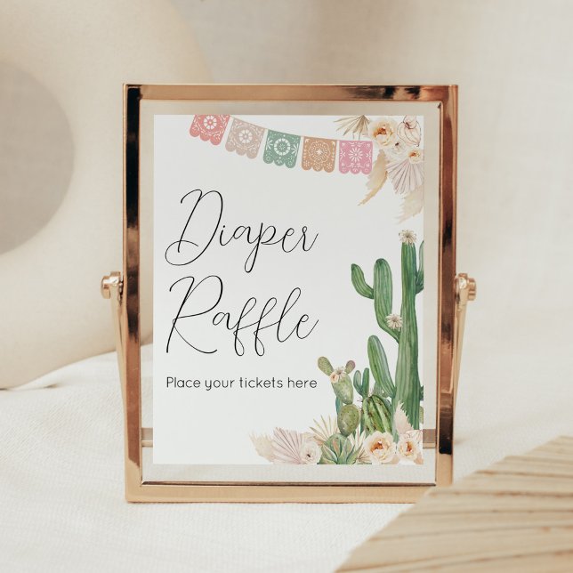 Poster Taco Bout A Baby Baby shower Déchets Raffle (Boho Fiesta Baby Shower Diaper Raffle Sign)