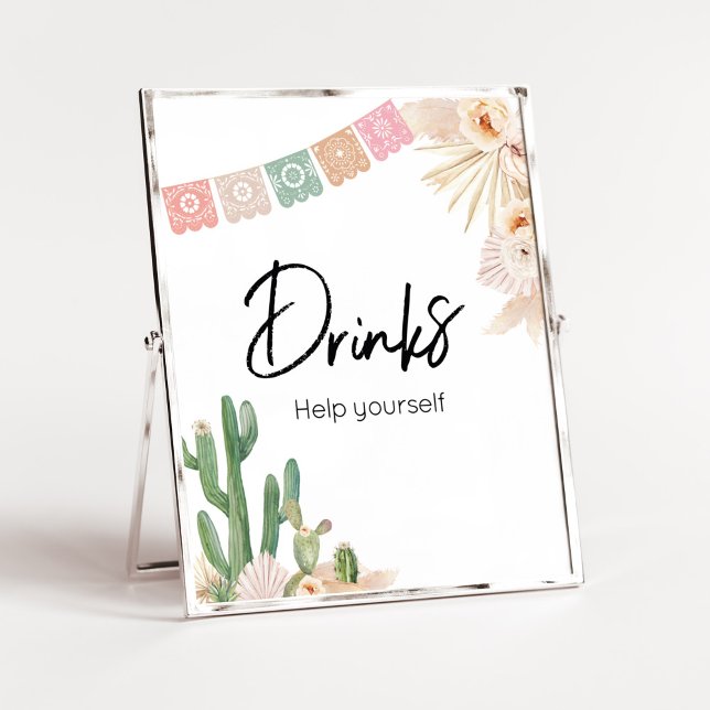 Poster Taco Bout A Baby Boho Baby shower Boissons (Cactus Baby Shower Drinks Sign)