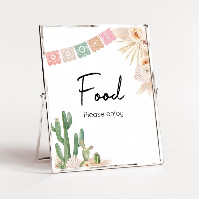Poster Taco Bout A Baby Boho Baby shower Nourriture (Cactus Baby Shower Food Sign)
