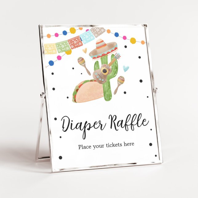 Poster Taco Bout A Baby Cactus Diaper Raffle (Fiesta Cactus Baby Shower Diaper Raffle Sign)