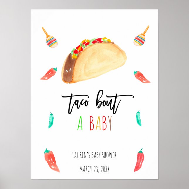Poster Taco Bout A Baby Fiesta Baby shower Bienvenue (Devant)