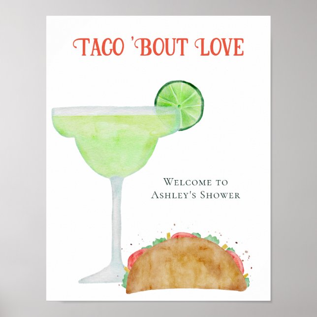 Poster Taco 'Bout Amour Mariage ou Fête des mariées Bienv (Devant)