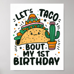 Poster Taco Bout My 1st Birthday Mexican Party Boys