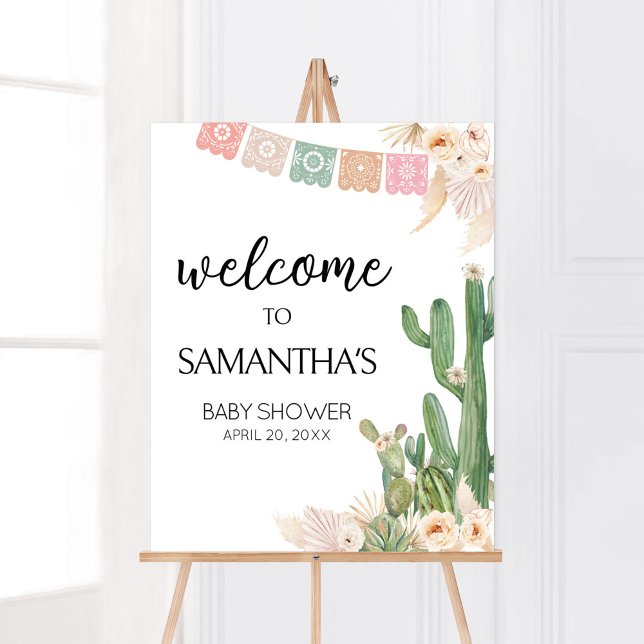 Poster Taco Bout Un Baby shower Bébé Bienvenue (Boho Fiesta Baby Shower Welcome Sign)