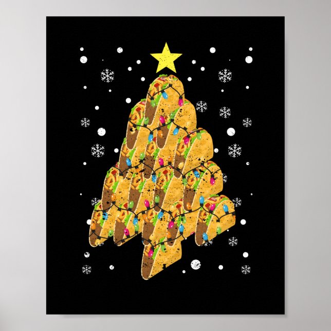 Poster Taco Christmas Tree Xmas PJ Tacos mexicain (Devant)