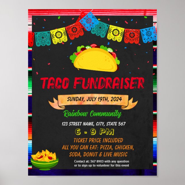 Poster Taco Dinner modèle de l'événement de collecte de f (Devant)