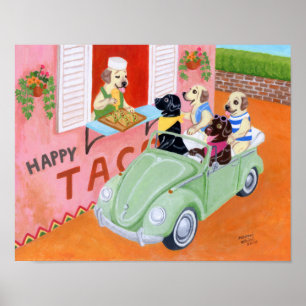 Poster Taco Fun Labradors Art Imprimer
