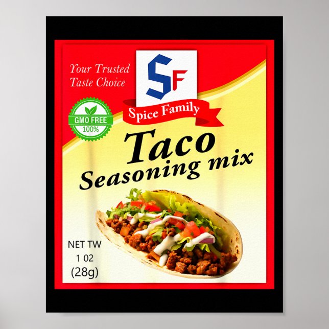 Poster Taco Seasoning Mix Funny Mexico Cinco De Mayo Grou (Devant)