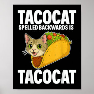 Poster Tacocat épelé à l'envers Drôle Drôle Cadeaux Chat 