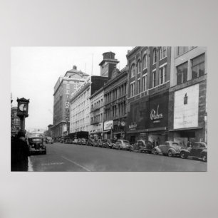 Poster Tacoma, WA Vue de Broadway regardant vers le nord