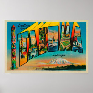 Poster Tacoma, Washington - Scènes de grandes lettres