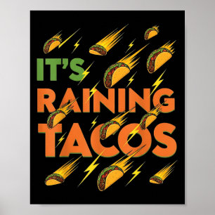 Poster Tacos Pluie Drôle Nourriture Mexicaine Humour Rue 