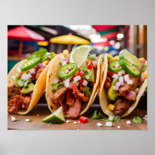 Poster Tacos savoureux : Restauration rapide mexicaine