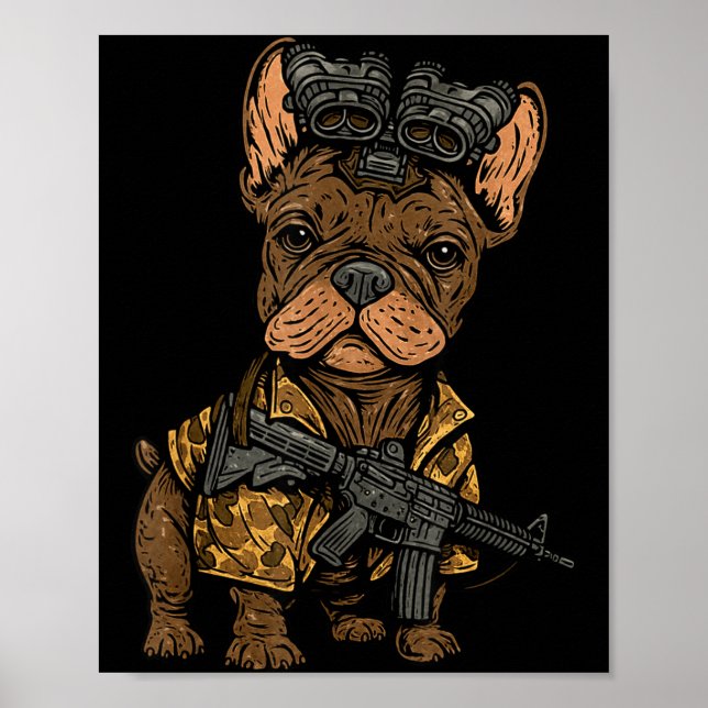 Poster Tactical Frenchie Funny Dog Bulldog With Nvg Meme  (Devant)