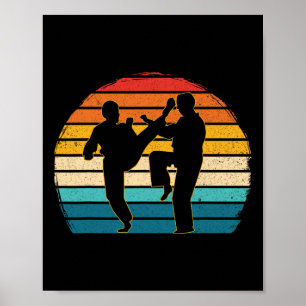 Poster Taekwondo coréen vintage arts martiaux kickboxing 