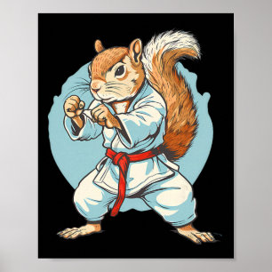 Poster Taekwondo Écureuil Kung Fu Kickboxing Karaté Marti