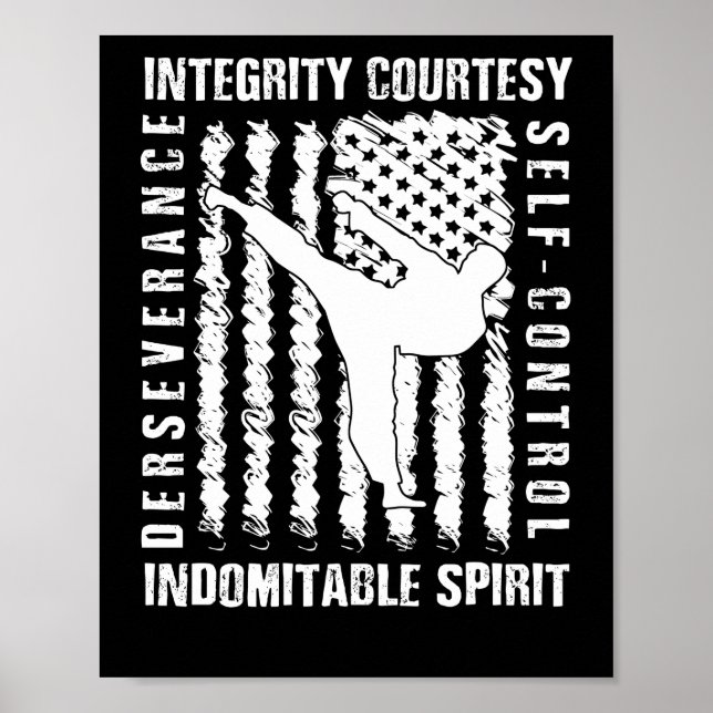 Poster Taekwondo Shirt 5 Tenets Taekwon-do Martial Arts (Devant)